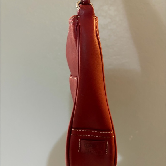 Vintage Coach Red Leather Shoulder Bag with Silver Hardware